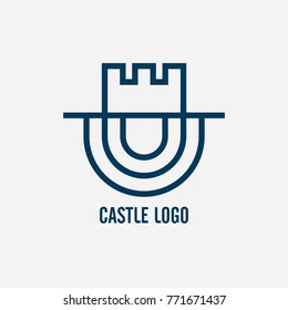 Castle logo, icon, and illustration full vector