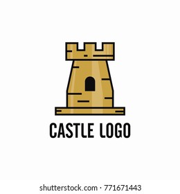 Castle logo, icon, and illustration full vector