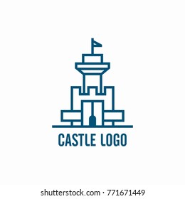 Castle logo, icon, and illustration full vector
