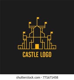 Castle logo, icon, and illustration full vector