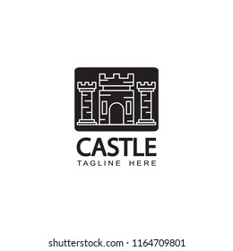 castle logo icon template design vector