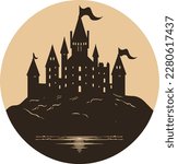 castle logo icon vector illustration. Silhouette of historic building..