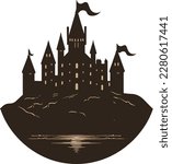 castle logo icon vector illustration. Silhouette of historic building..