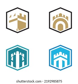 castle logo icon vector illustration