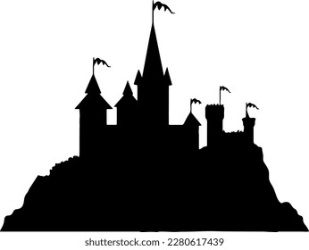 castle logo icon vector illustration. Silhouette of historic building..