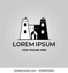 castle logo icon vintage vector illustration minimalist design