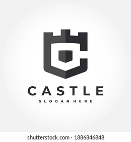 castle logo with letter c concept