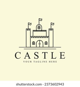 castle logo line art graphic design icon template simple minimalist vector illustration