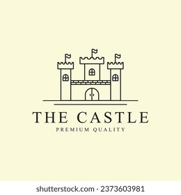 castle logo line art graphic design icon template simple minimalist vector illustration