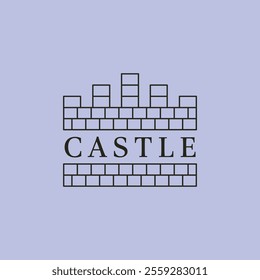 castle logo line art vector icon simple minimalist design