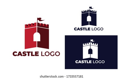 Castle logo with Modern style for Real Estate Logo, Construction, architecture, residence, hotel, business property , building in full color and black and white, eps 10 vector