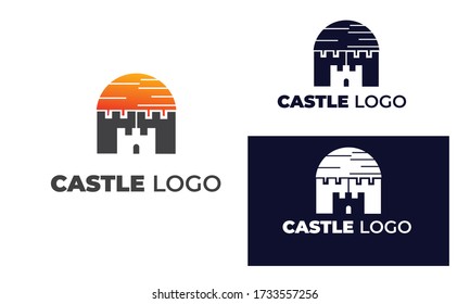 Castle logo with Modern style for Real Estate Logo, Construction, architecture, residence, hotel, business property , building in full color and black and white, eps 10 vector