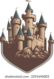 Castle logo multicolor vector illustration isolated on white background
