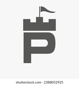 Castle Logo With P Logo Symbol Vector Template