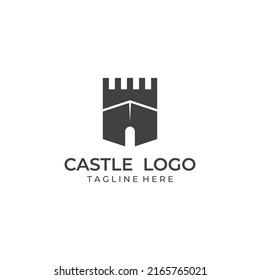 Castle logo silhouette, castle logo with shield combination.