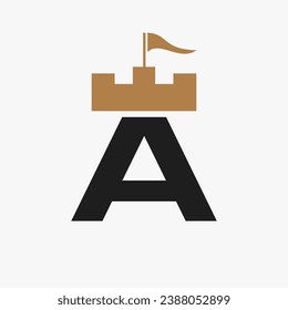 Castle Logo With A Logo Symbol Vector Template