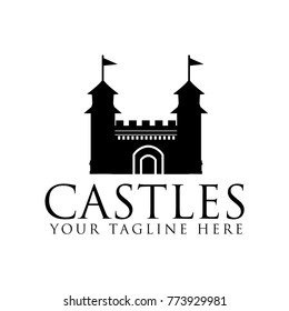 Castle Logo Template Design Vector. Black Castle