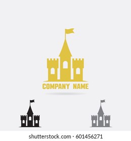 Castle logo template. Fortress vector icon