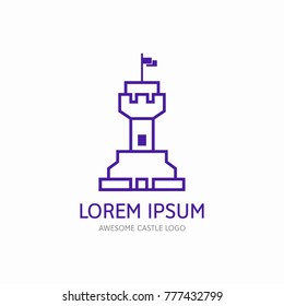Castle logo template in thin line style