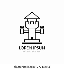 Castle logo template in thin line style
