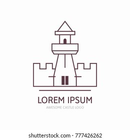 Castle logo template. The tower of palace. Kingdom icon.