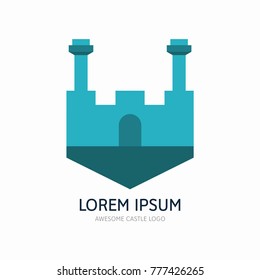 Castle logo template. The tower of palace. Kingdom icon.