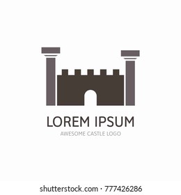 Castle logo template. The tower of palace. Kingdom icon.