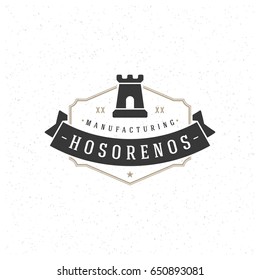 Castle Logo Template. Vector Design Element Vintage Style Label Retro illustration. Tower Silhouette.