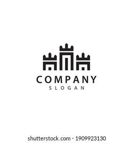 Diseño de icono vectorial de la plantilla del logotipo del castillo