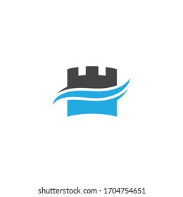 Naturaleza del símbolo vectorial de la plantilla de logotipos de castillo