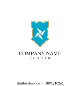 Naturaleza del símbolo del vector de la plantilla del logotipo del castillo