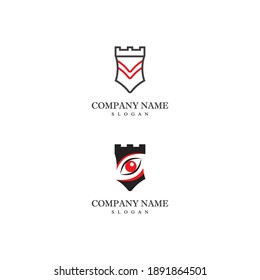 Naturaleza del símbolo del vector de la plantilla del logotipo del castillo