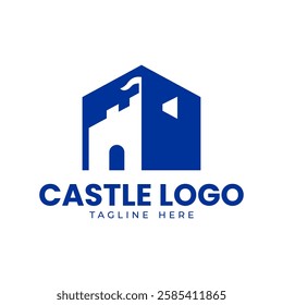 Castle logo. Tower, fortress, bastion icon. Real estate, protection, building, security, guard, architecture business logo