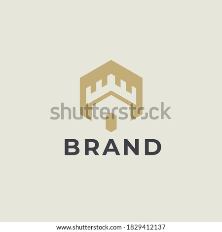 Castle logo. Tower, fortress, bastion icon. Real estate, protection, building, security, guard, architecture business logo design template. Vector illustration.