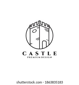 Diseño de ilustración vectorial del logotipo del castillo, icono de castillo simple