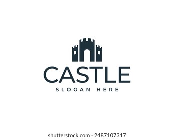 castle logo vector illustration. castle tower logo template