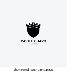 Castle Logo Vector Illustration Vintage Design Shield Art