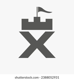 Castle Logo With X Logo Symbol Vector Template