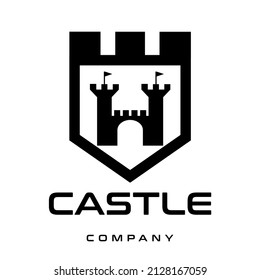 Logotipo del castillo.Plantilla de diseño del icono Negro