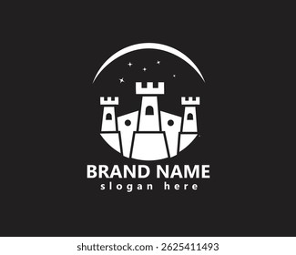 castle logo,white castle palace at night,logo design inspiration