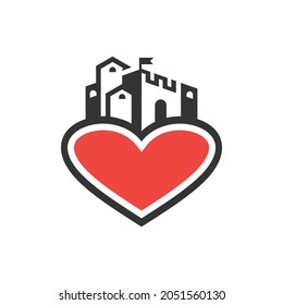 castle love logo icon flat vector concept graphic design
