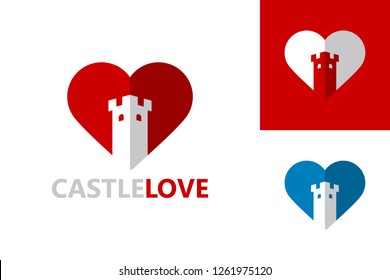 Castle Love Logo Template Design Vector, Emblem, Design Concept, Creative Symbol, Icon