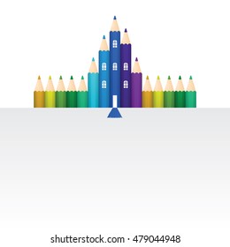 castle made by coloured pencils illustration