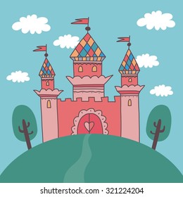 castle magic vector card design
