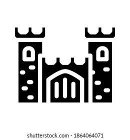 castle medieval building glyph icon vector. castle medieval building sign. isolated contour symbol black illustration