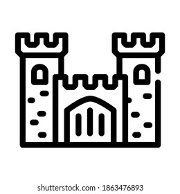 castle medieval building line icon vector. castle medieval building sign. isolated contour symbol black illustration