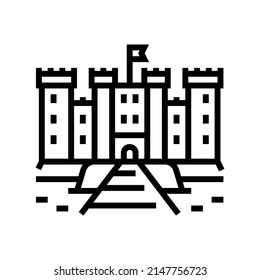 castle medieval building line icon vector. castle medieval building sign. isolated contour symbol black illustration