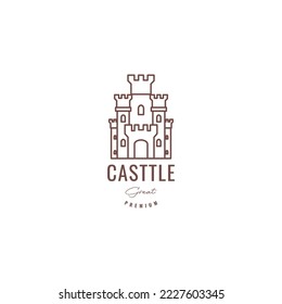 castle minimal line hipster vintage logo design