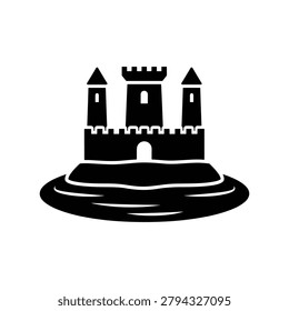 Castle Moat Silhouette Icon for Medieval Defense Architecture