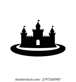 Castle Moat Silhouette Icon for Medieval Fortification Design